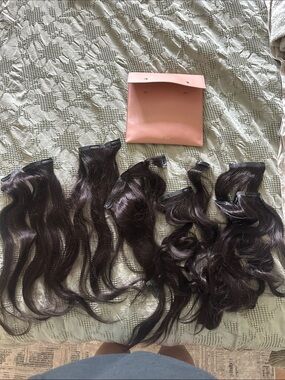 BFB Hair Extension Set with Pink Storage Pouch